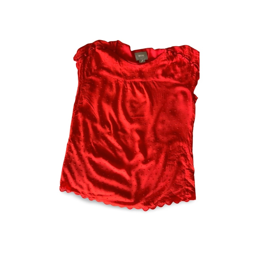 Maeve Anthropologie Vibrant Orange Textured Scalloped-Edge Top Size XS